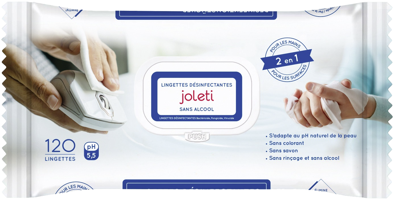 Joleti Lingettes désinfectantes 2 en 1