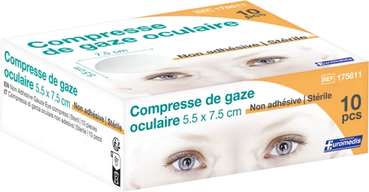 Compresse de gaze oculaire stérile Euromedis (Boite de 10)