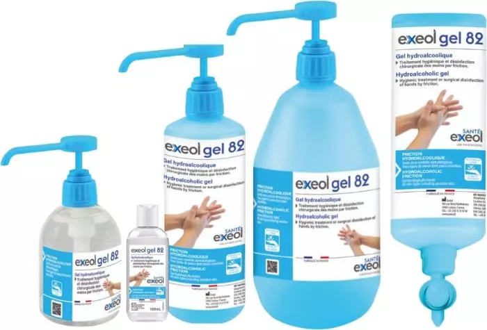 Gel hydroalcoolique Sodel Exeol Gel 82