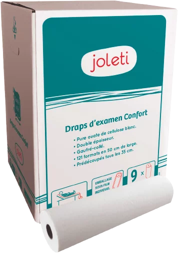 Drap d'examen ouate 2 plis gaufrée-collée Joleti (9 rouleaux)