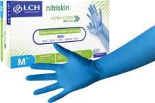 Gants d'examen nitrile Nitriskin bleu non poudré non stérile - manchette extra longue (boîte de 50) 