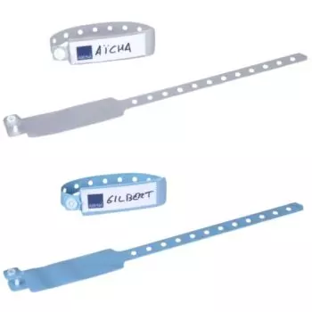 Bracelet d'identification patient avec étiquette à insérer (boite de 500)