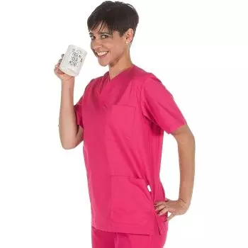 Tunique médicale mixte polyester/coton (fuchsia)