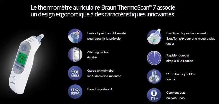Braun Thermomètre frontal sans contact + tactile avec technologie